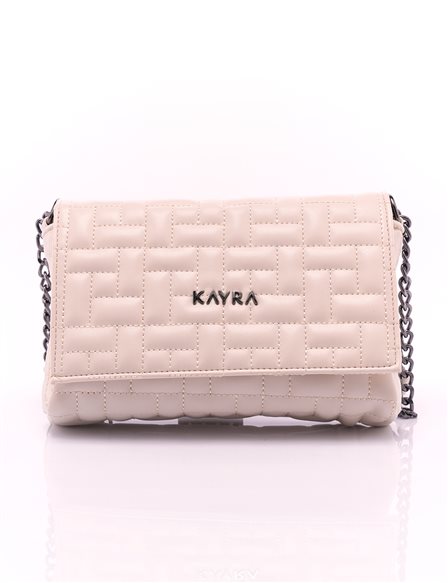 Covered Faux Leather Rectangular Form Bag Cream