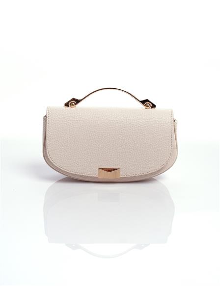 D Form Bag Cream with Metal Handle Detail