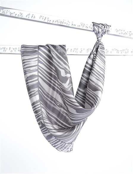 Zebra Patterned Silk Scarf Gray