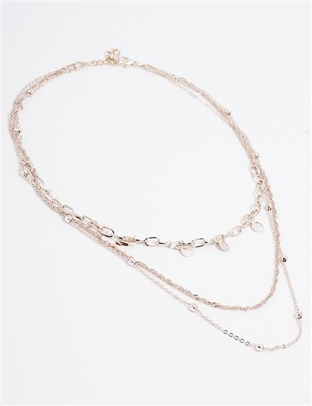 Bead Detailed Multiple Necklace Silver