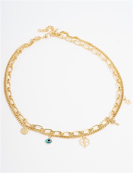 Multiple Minimal Detailed Necklace Gold