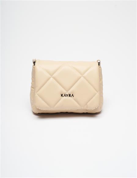 Quilted Bag with Woven Strap Cream