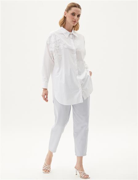 Floral Appliqued Tunic Optical White
