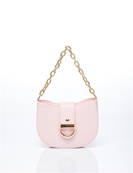 Chain Detailed D Form Bag Pink