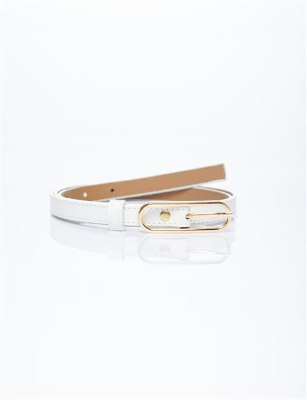 Belt Optical White with Gold Buckle