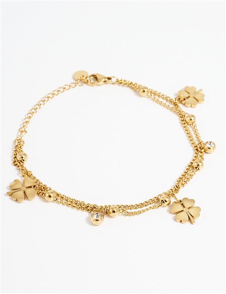 Gold Clover-shaped Stainless Steel Bracelet