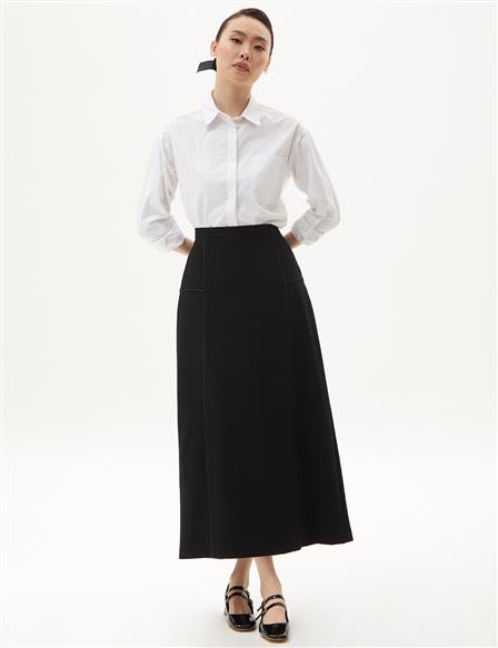 High Waist A-Line Skirt Black