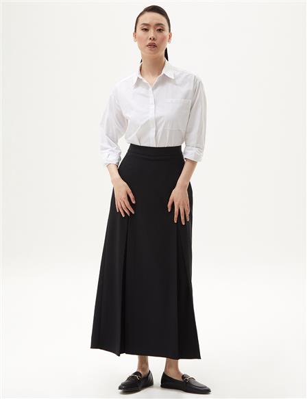 Double Front Pleated Skirt Black