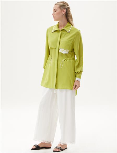 Embroidered Poplin Tunic Pistachio Green