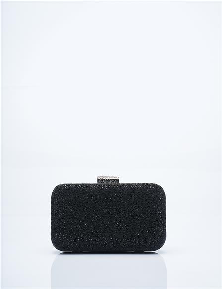 Stone-embellished Portfolio Bag Black