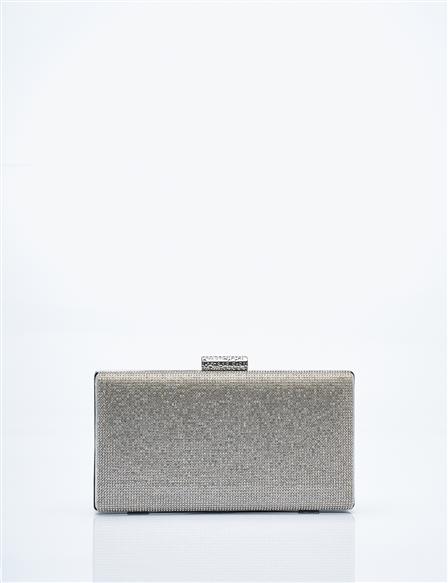 Double-Sided Stone-embellished Portfolio Bag Silver