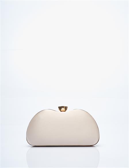 Stone-embellished Satin Portfolio Bag Cream