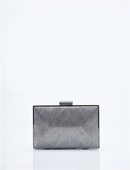 Glitter Textured Portfolio Bag Silver