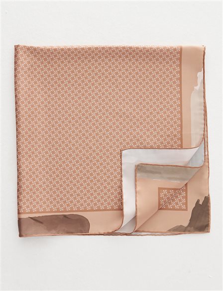 Monogram Scarf Camel with Abstract Patterned Frame