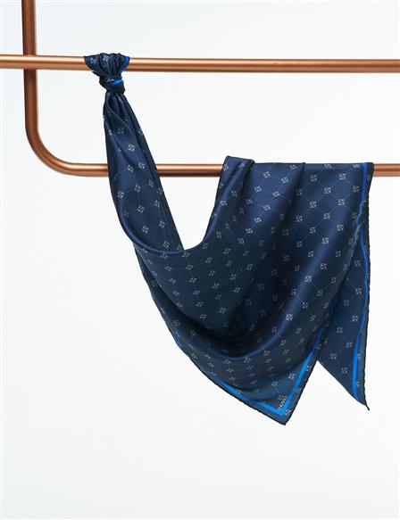 Cross Logo Monogram Scarf Navy Blue