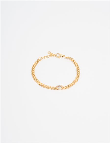 Stone Figured Chain Bracelet Gold