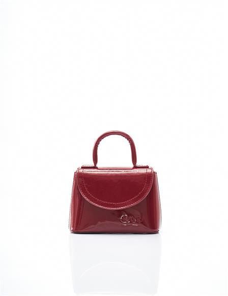Burgundy Patent Leather Mini Box Bag