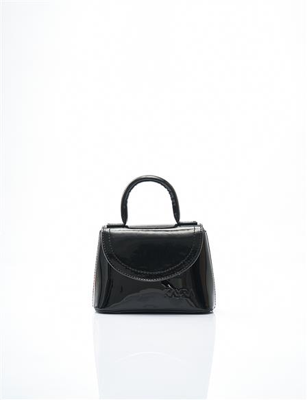 Black Patent Leather Mini Box Bag