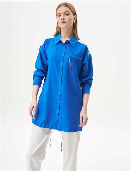 Accessory Detailed Garnished Tunic Cobalt Blue