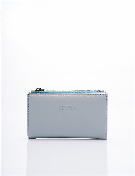 Faux Leather Rectangular Form Wallet Baby Blue
