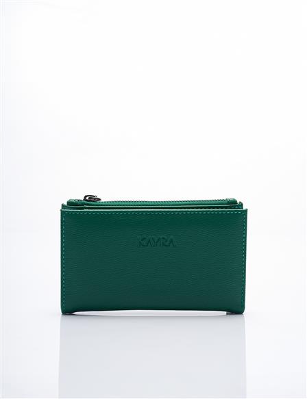 Faux Leather Rectangular Form Wallet Green