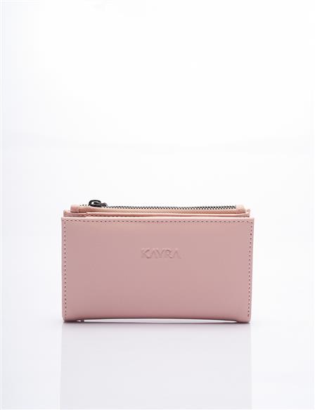 Faux Leather Rectangular Form Wallet Powder