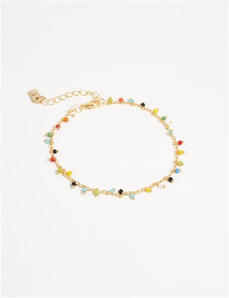 Colorful Beaded Anklet Gold