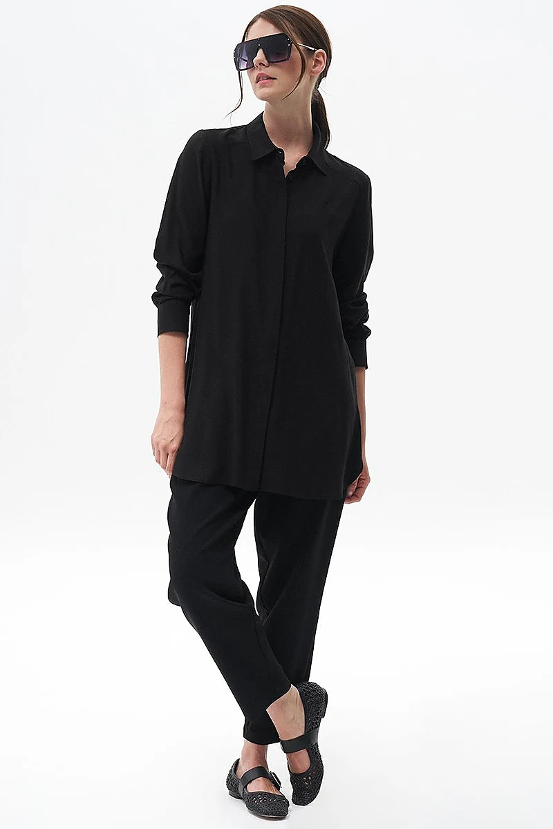 100% Viscose Basic Tunic Black