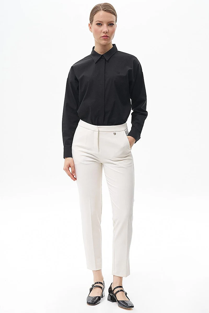 Skinny Fit Pants Ecru