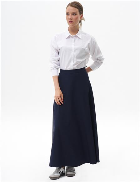 Basic Flared Skirt Navy Blue