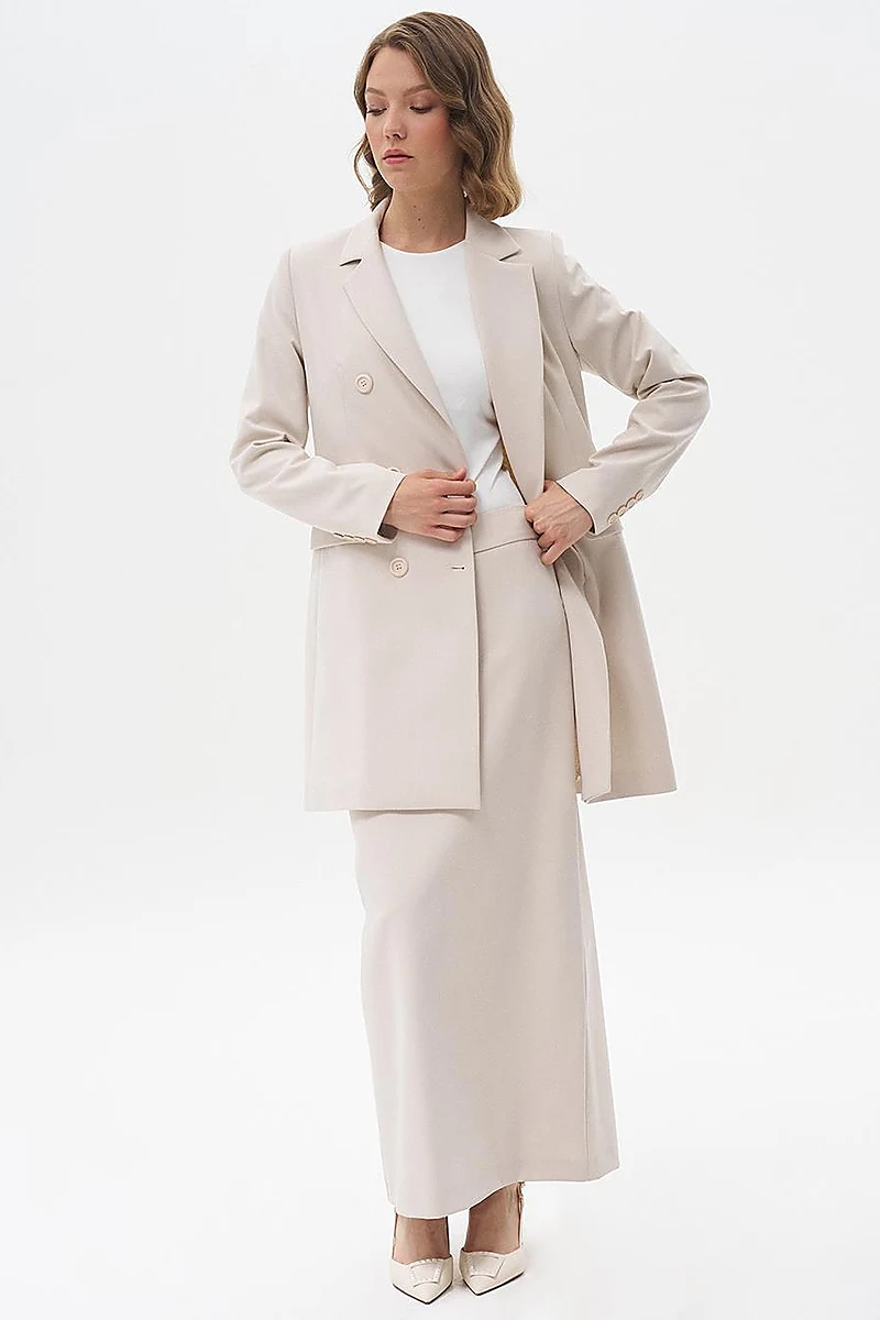 Skirt with Hidden Slit Detail Stone 