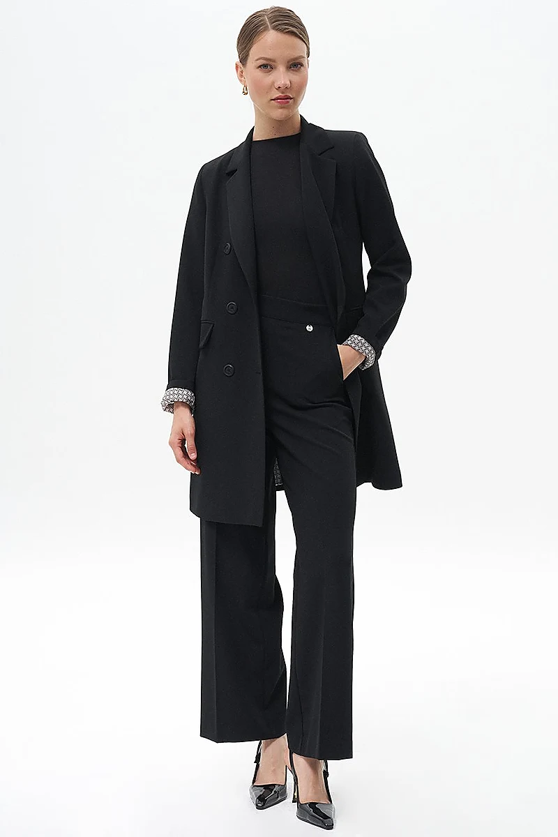  Pressed Crease Wide-Leg Pants Black