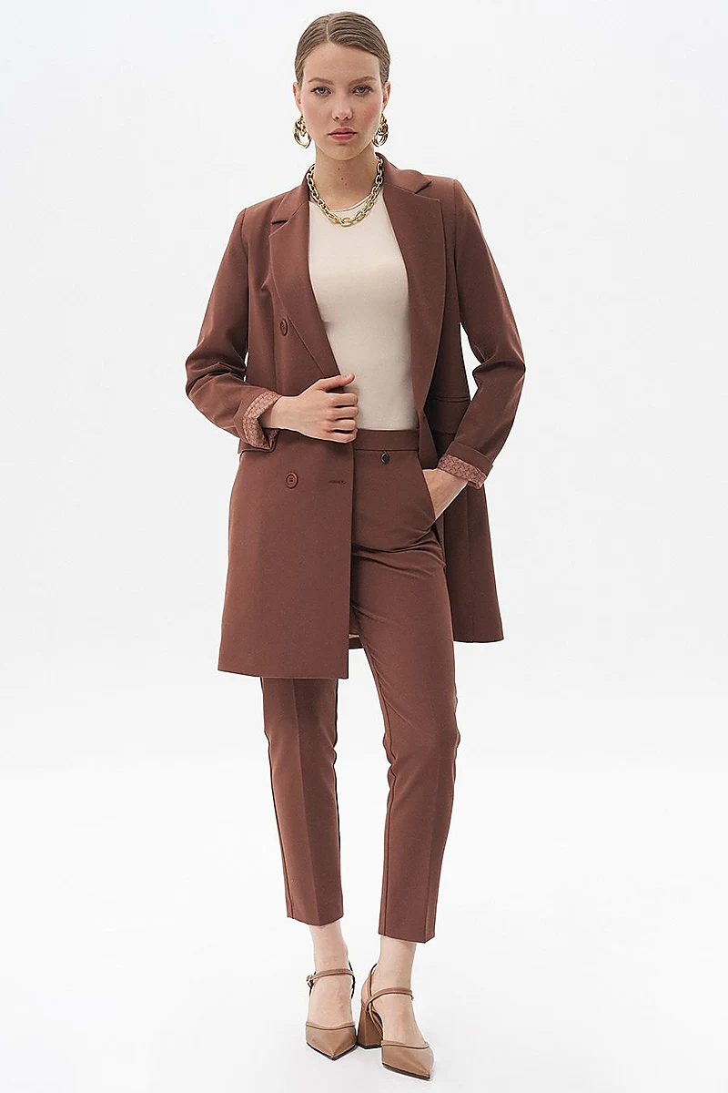 Skinny Fit Pants Dark Brown