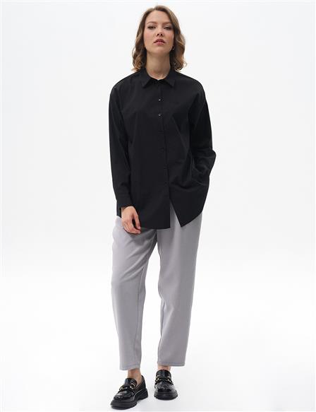 Buttoned Poplin Shirt Black