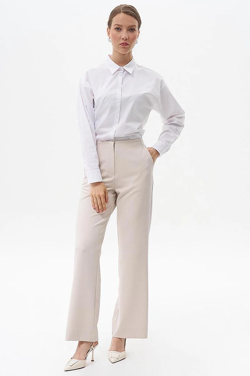 Basic Trousers with Elastic Waist Stone