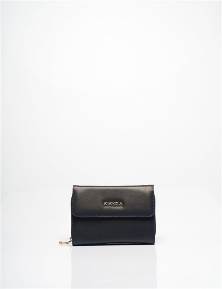Faux Leather Wallet Bag Navy Blue