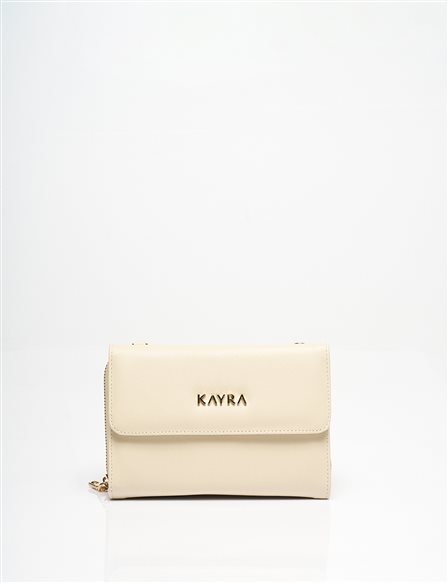 Faux Leather Wallet Bag Cream