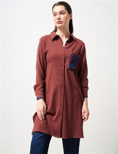 Embroidered Long Tunic Chestnut