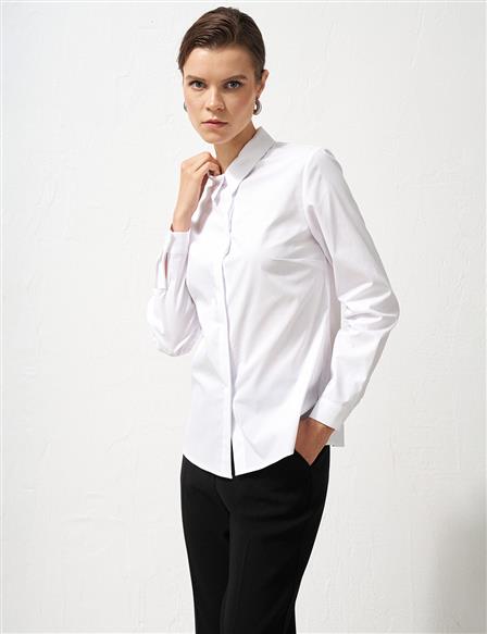 Shirt Collar Poplin Tunic Optical White