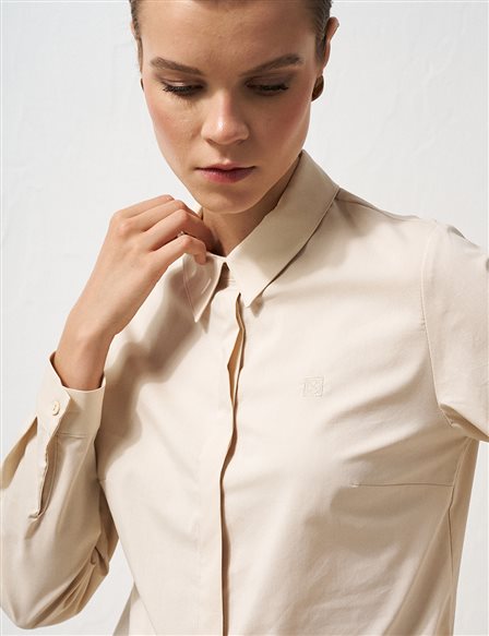 Shirt Collar Poplin Tunic Cream