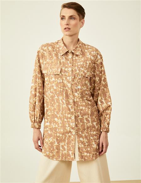 Garnished Pocket Detailed Tunic Coffee-Yellow