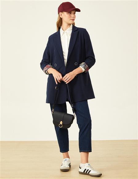 Garnished Blazer Dark Navy Blue