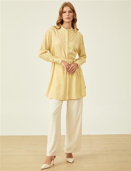 Pintuck Stitched Tunic Light Yellow 