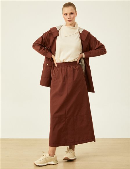 Gathered Hem Skirt Chestnut