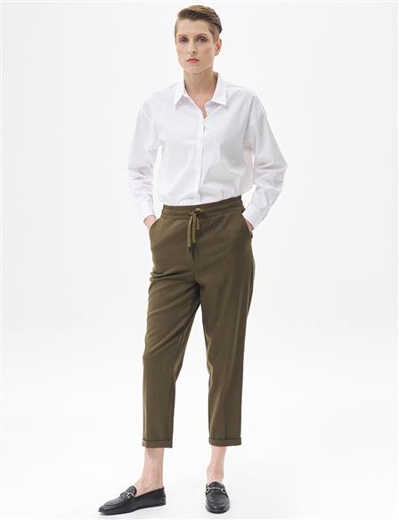 Double Leg Carrot Pants Khaki