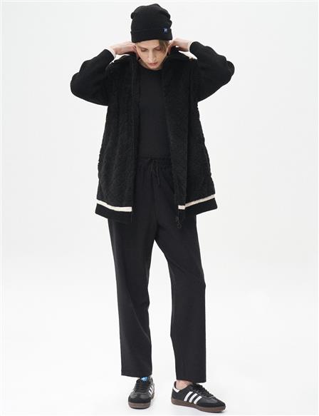 Tricot Mixed Plush Jacket Black