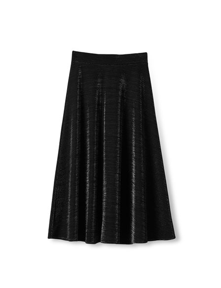 Silver Sparkle Detailed Elastic Waist Flared Skirt Black