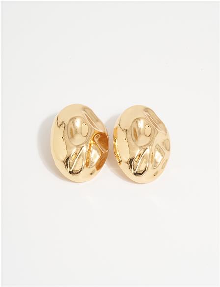 Oval Patterned Earring Gold