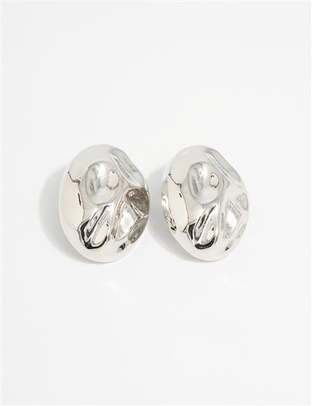 Oval Patterned Earring Silver