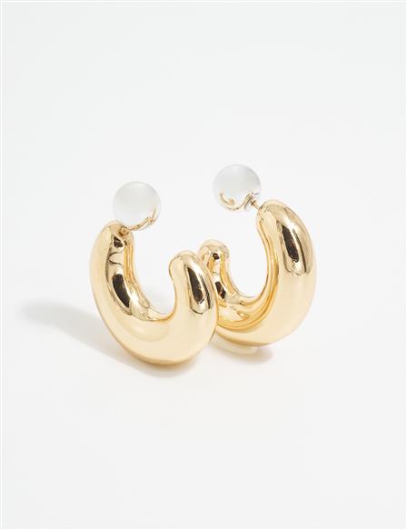 Minimal Detailed Folk Form Earring Gold